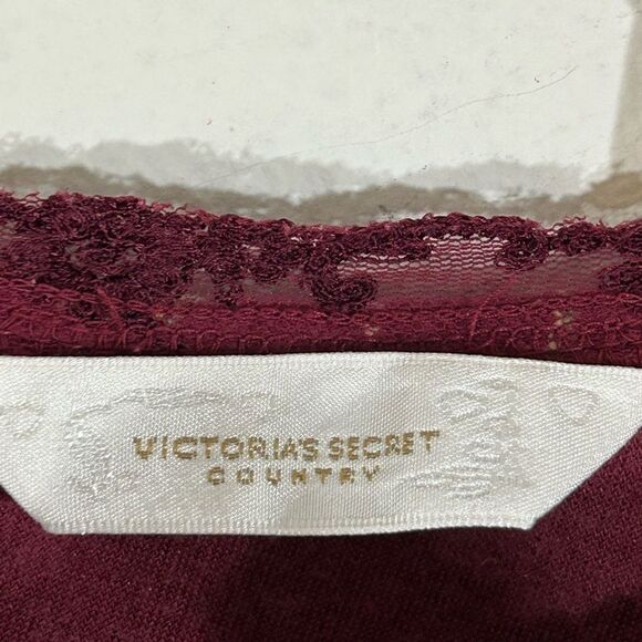 Victorias SECRET COUNTRY LADIES pj DRESS medium burgandy BABYDOLL floral mini - Picture 4 of 14